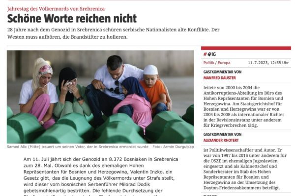 Der tragische Jahrestag des Völkermords von Srebrenica